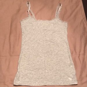 Abercrombie heathered gray tank top with lace trim